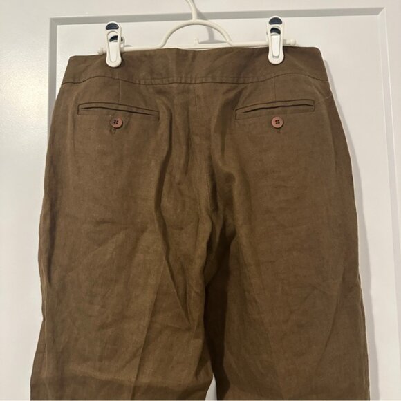 Rafaella Brown Linen Pleated Trousers Size 10 Women’s - Picture 8 of 9